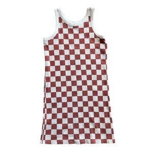 F21 Girls Rust and White Checkered Tank Dress